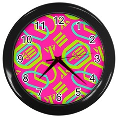 Abstract Pattern Geometric Backgrounds   Wall Clock (black) by Eskimos