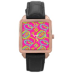 Abstract Pattern Geometric Backgrounds   Rose Gold Leather Watch  by Eskimos