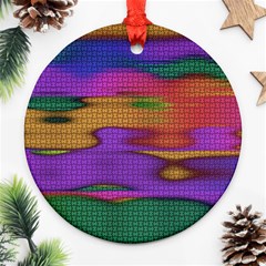 Puzzle Landscape In Beautiful Jigsaw Colors Ornament (round) by pepitasart