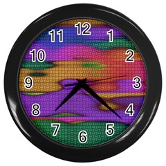 Puzzle Landscape In Beautiful Jigsaw Colors Wall Clock (black) by pepitasart