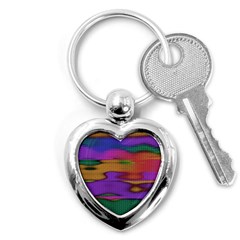 Puzzle Landscape In Beautiful Jigsaw Colors Key Chain (heart) by pepitasart