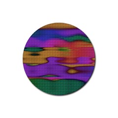 Puzzle Landscape In Beautiful Jigsaw Colors Rubber Coaster (round) by pepitasart