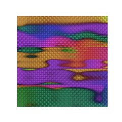 Puzzle Landscape In Beautiful Jigsaw Colors Small Satin Scarf (square) by pepitasart