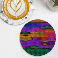 Puzzle Landscape In Beautiful Jigsaw Colors Uv Print Round Tile Coaster by pepitasart