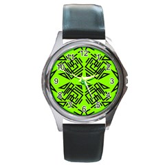 Abstract Pattern Geometric Backgrounds   Round Metal Watch by Eskimos