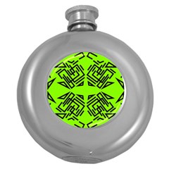 Abstract Pattern Geometric Backgrounds   Round Hip Flask (5 Oz) by Eskimos