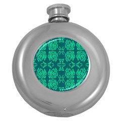 Abstract Pattern Geometric Backgrounds   Round Hip Flask (5 Oz) by Eskimos