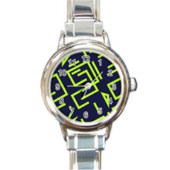 Abstract Pattern Geometric Backgrounds   Round Italian Charm Watch by Eskimos