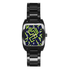 Abstract Pattern Geometric Backgrounds   Stainless Steel Barrel Watch by Eskimos