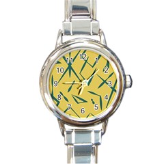 Abstract Pattern Geometric Backgrounds   Round Italian Charm Watch by Eskimos