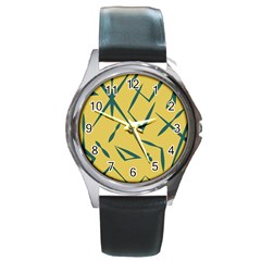 Abstract Pattern Geometric Backgrounds   Round Metal Watch by Eskimos