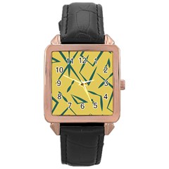 Abstract Pattern Geometric Backgrounds   Rose Gold Leather Watch  by Eskimos