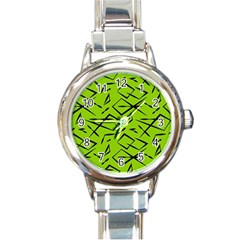 Abstract Pattern Geometric Backgrounds   Round Italian Charm Watch by Eskimos