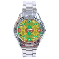 Abstract Pattern Geometric Backgrounds   Stainless Steel Analogue Watch by Eskimos