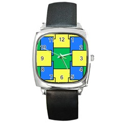 Abstract Pattern Geometric Backgrounds   Square Metal Watch by Eskimos