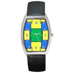 Abstract Pattern Geometric Backgrounds   Barrel Style Metal Watch by Eskimos