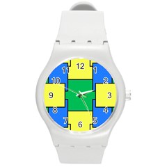 Abstract Pattern Geometric Backgrounds   Round Plastic Sport Watch (m) by Eskimos