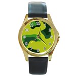 Abstract pattern geometric backgrounds   Round Gold Metal Watch Front