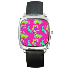 Abstract Pattern Geometric Backgrounds   Square Metal Watch by Eskimos