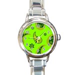 Floral pattern paisley style Paisley print  Doodle background Round Italian Charm Watch Front