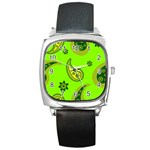 Floral pattern paisley style Paisley print  Doodle background Square Metal Watch Front