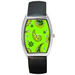 Floral pattern paisley style Paisley print  Doodle background Barrel Style Metal Watch Front