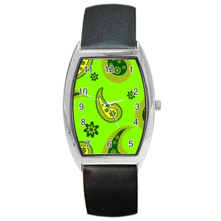 Floral pattern paisley style Paisley print  Doodle background Barrel Style Metal Watch