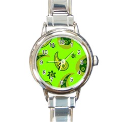 Floral Pattern Paisley Style Paisley Print  Doodle Background Round Italian Charm Watch by Eskimos