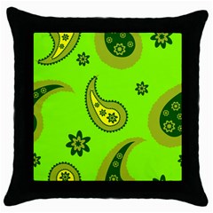 Floral Pattern Paisley Style Paisley Print  Doodle Background Throw Pillow Case (black) by Eskimos