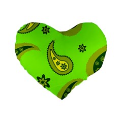 Floral Pattern Paisley Style Paisley Print  Doodle Background Standard 16  Premium Flano Heart Shape Cushions by Eskimos