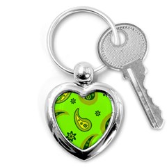 Floral Pattern Paisley Style Paisley Print  Doodle Background Key Chain (heart) by Eskimos