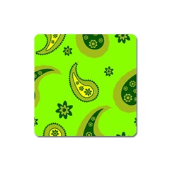 Floral Pattern Paisley Style Paisley Print  Doodle Background Square Magnet by Eskimos