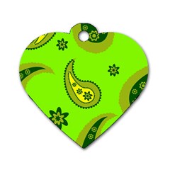 Floral Pattern Paisley Style Paisley Print  Doodle Background Dog Tag Heart (one Side) by Eskimos