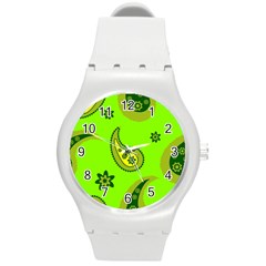 Floral Pattern Paisley Style Paisley Print  Doodle Background Round Plastic Sport Watch (m) by Eskimos