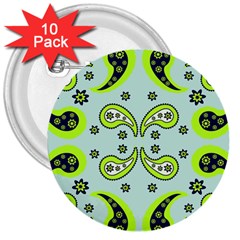 Floral Pattern Paisley Style  3  Buttons (10 Pack)  by Eskimos