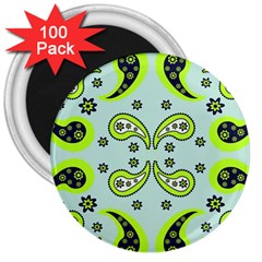 Floral Pattern Paisley Style  3  Magnets (100 Pack) by Eskimos