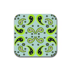 Floral Pattern Paisley Style  Rubber Coaster (square) by Eskimos