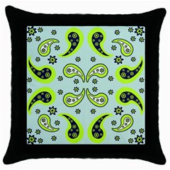 Floral Pattern Paisley Style  Throw Pillow Case (black) by Eskimos