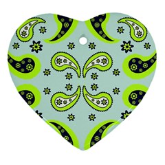 Floral Pattern Paisley Style  Heart Ornament (two Sides) by Eskimos