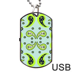 Floral Pattern Paisley Style  Dog Tag Usb Flash (two Sides) by Eskimos