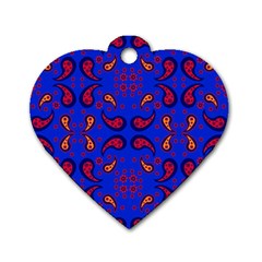 Floral Pattern Paisley Style  Dog Tag Heart (one Side) by Eskimos