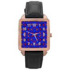 Floral Pattern Paisley Style  Rose Gold Leather Watch  by Eskimos