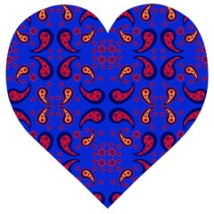 Floral Pattern Paisley Style  Wooden Puzzle Heart by Eskimos