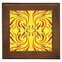 Floral Folk Damask Pattern  Framed Tile by Eskimos