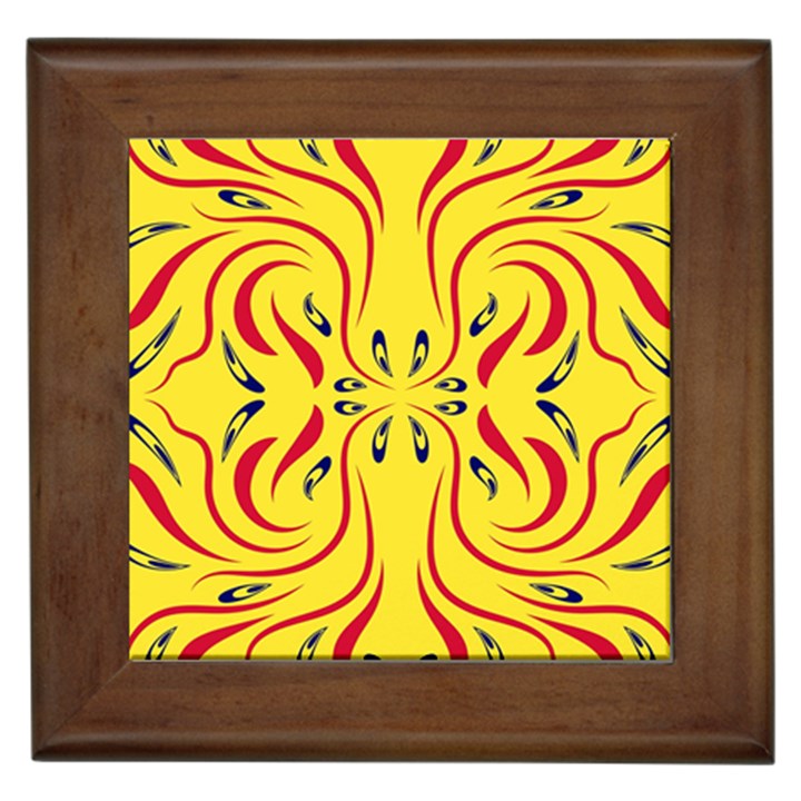 Floral folk damask pattern  Framed Tile