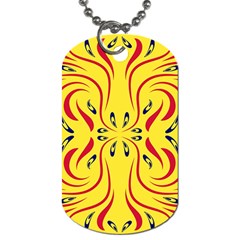 Floral Folk Damask Pattern  Dog Tag (one Side) by Eskimos