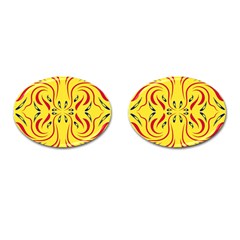 Floral Folk Damask Pattern  Cufflinks (oval)