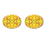 Floral folk damask pattern  Cufflinks (Oval) Front(Pair)