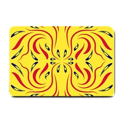 Floral Folk Damask Pattern  Small Doormat  by Eskimos