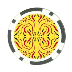 Floral Folk Damask Pattern  Poker Chip Card Guard by Eskimos